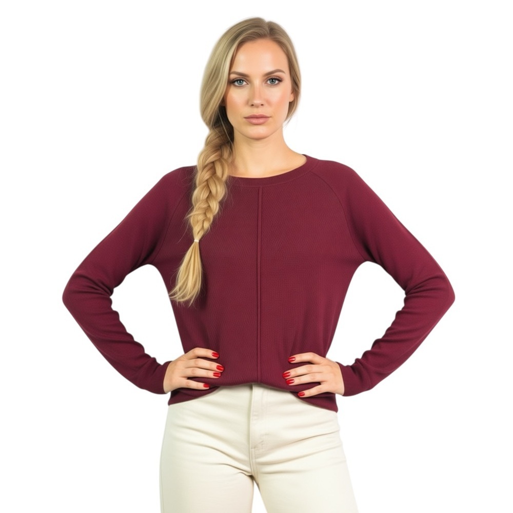 MICHAEL KORS MAROON KNIT SWEATER TOP LONG SLEEVE WOMAN XL